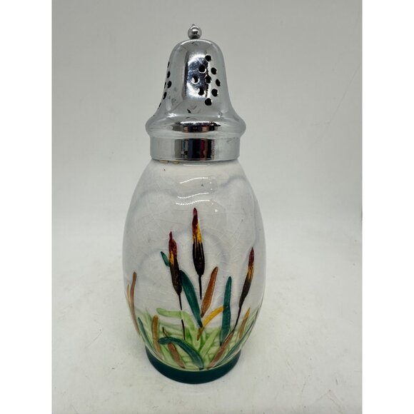 Vintage Hand Painted Staffordshire Shorter & Son Salt Sugar Shaker Chrome Lid En - Picture 3 of 8